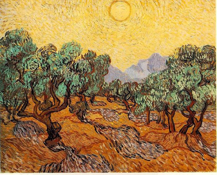 Vincent Van Gogh Olive Trees with Yellow Sky and Sun China oil painting art